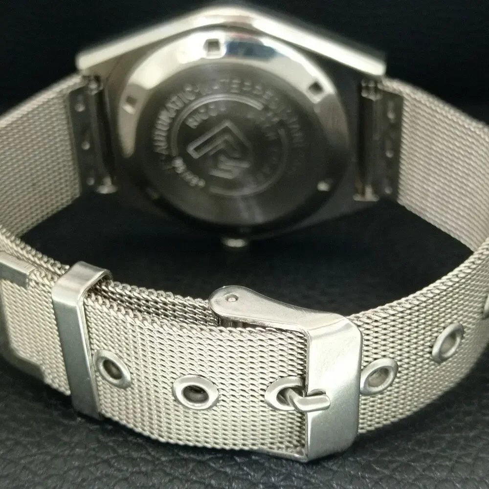 Vintage 1984 Ricoh Automatic Mens Silver Watch W/daydate & Gold accents